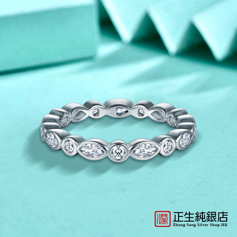 香港正生纯银锆石戒指s925