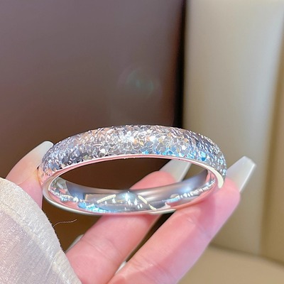 香港正生纯银999足银手镯轮胎碎冰冰宽版闭口送闺蜜女友礼物手镯