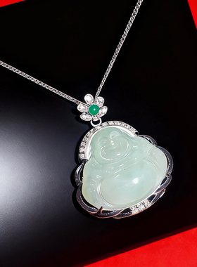 香港正生纯银S925天然A货缅甸玉石吊坠项链经典款妈妈母亲节礼物