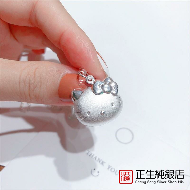 正生纯银S999KT猫锁包足银锁骨链可爱卡通女宝宝学生儿童生日礼物