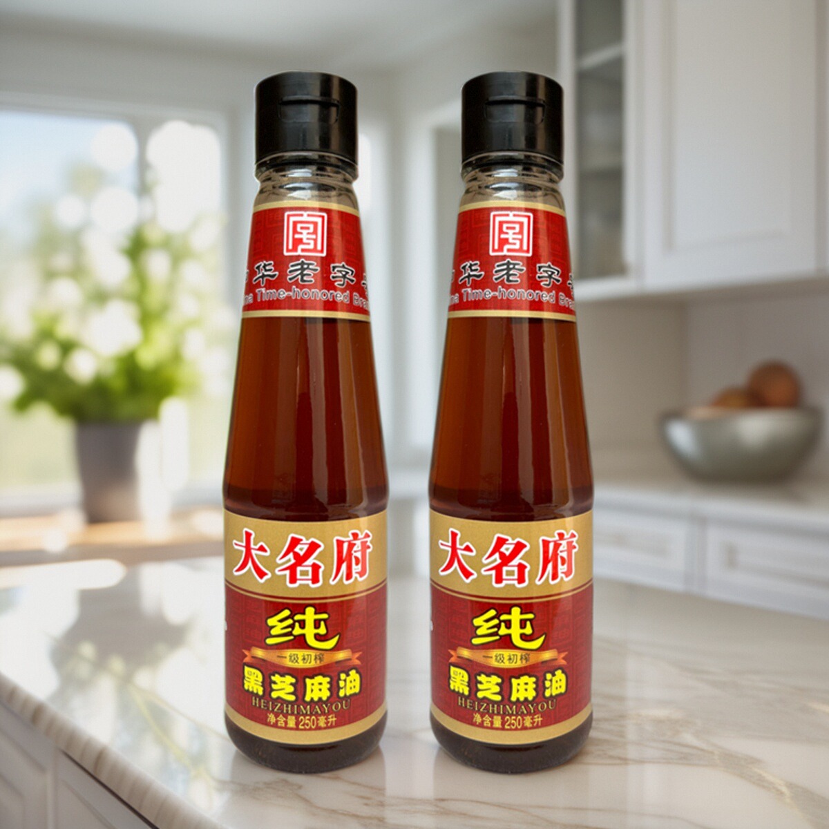 纯黑芝麻油小磨香油大名府无添加