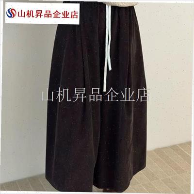 秋冬新款八分裙裤女2025灯y芯绒小个子阔腿裤妈妈休闲裤子加厚裤.