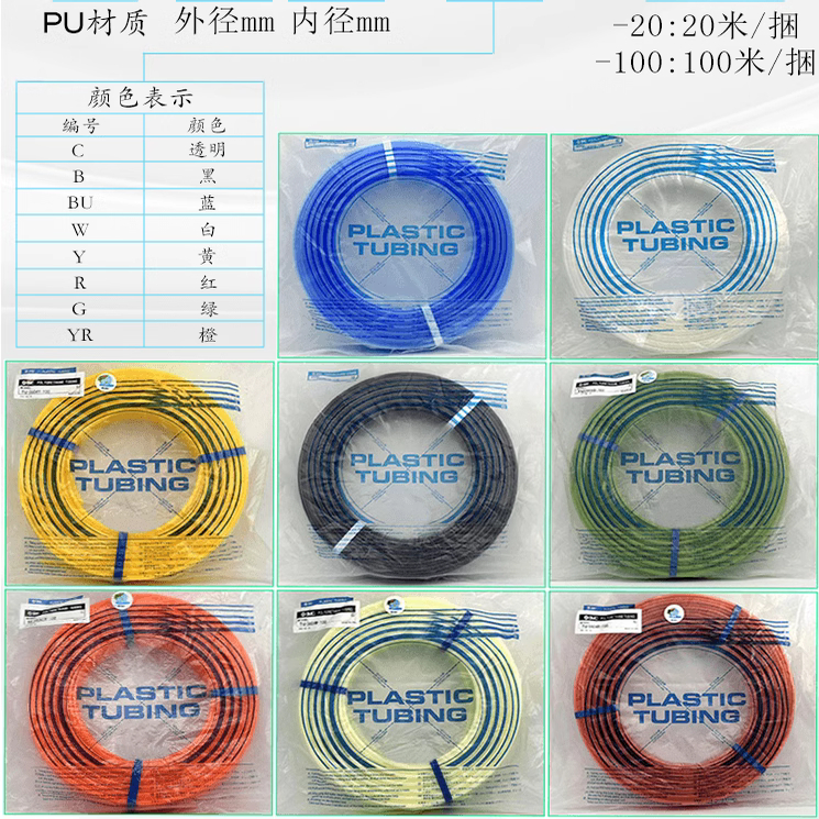 SMC全新正品气管TU0604/0425/0805/1065/1208/1612-20BU/B/R/C/Y