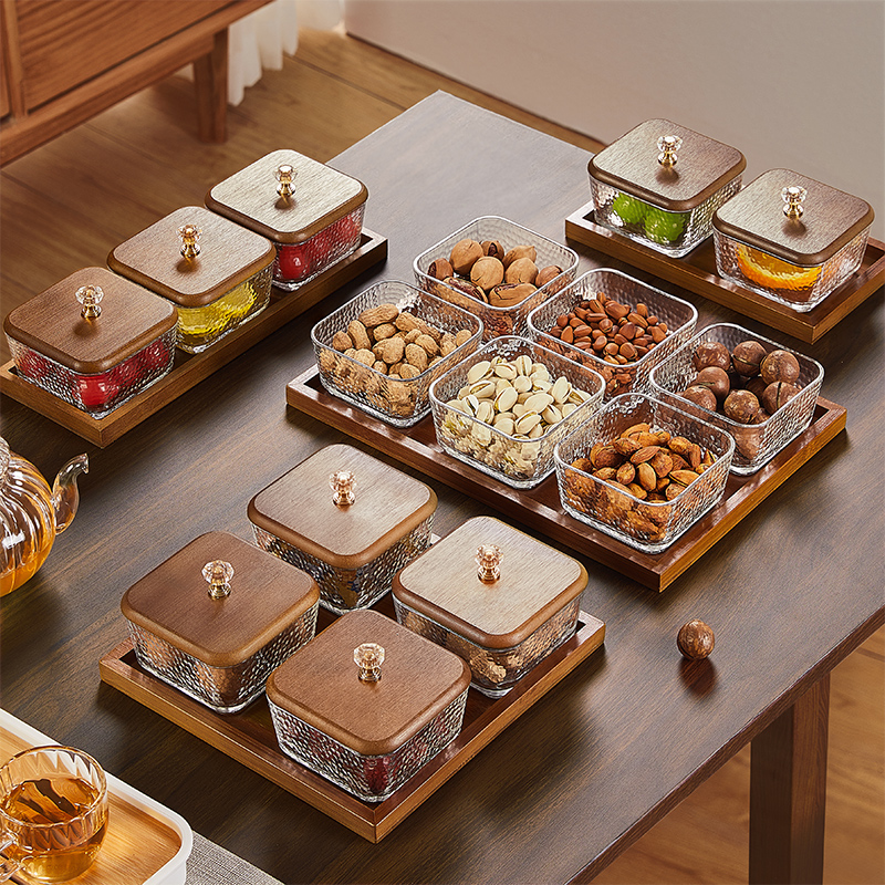 新中式水果盘客厅家用干果盒四六宫格果盘坚果糖果零食干果摆放盘