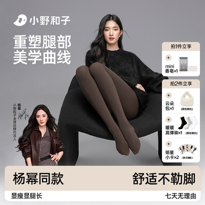 小野和子羊毛连裤袜2025年新款秋冬咖色打底裤加绒灰色外穿裤袜DY