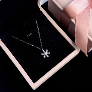 初雪 s925纯银雪花项链女轻奢小众设计甜美百搭锁骨链送女生礼物