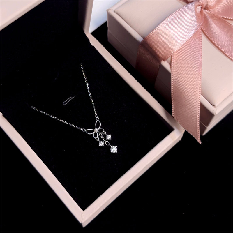 S925纯银蝴蝶结项链送闺蜜礼物