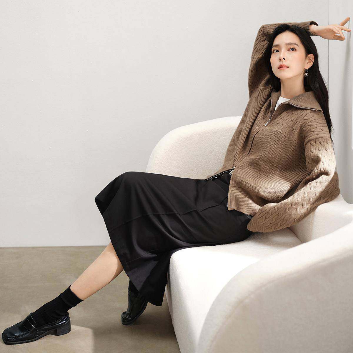 对白复古花双拉翻领毛衣外链套女202绞4冬季新款宽EDE115松恩风巴,个性定制/设计服务/DIY,毛衣加工定制,淘宝优惠券,粉丝福利购,淘宝优惠卷