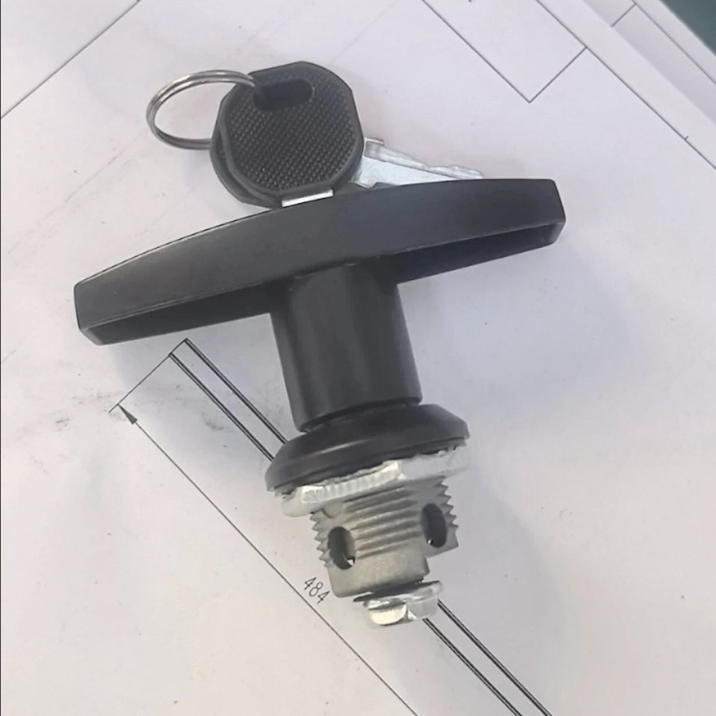 锌合金MS324机箱T形带钥匙锁环保设备开关柜门锁把手锁执手锁柜锁