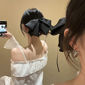 BXA静奢千金 优雅气质多层蝴蝶结飘带抓夹女轻奢高级感盘发鲨鱼夹