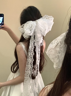 BXA蕾丝超仙蝴蝶结飘带发夹女后脑勺优雅气质头饰发卡高级感发饰