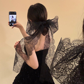 BXA原创夏日新款 超大蕾丝蝴蝶结发饰超仙纯欲风气质新娘头饰发夹