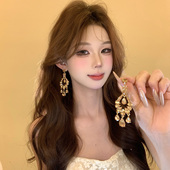 矜贵女主 复古巴洛克闪钻耳环高级感香槟色耳钉轻奢气质夸张耳饰