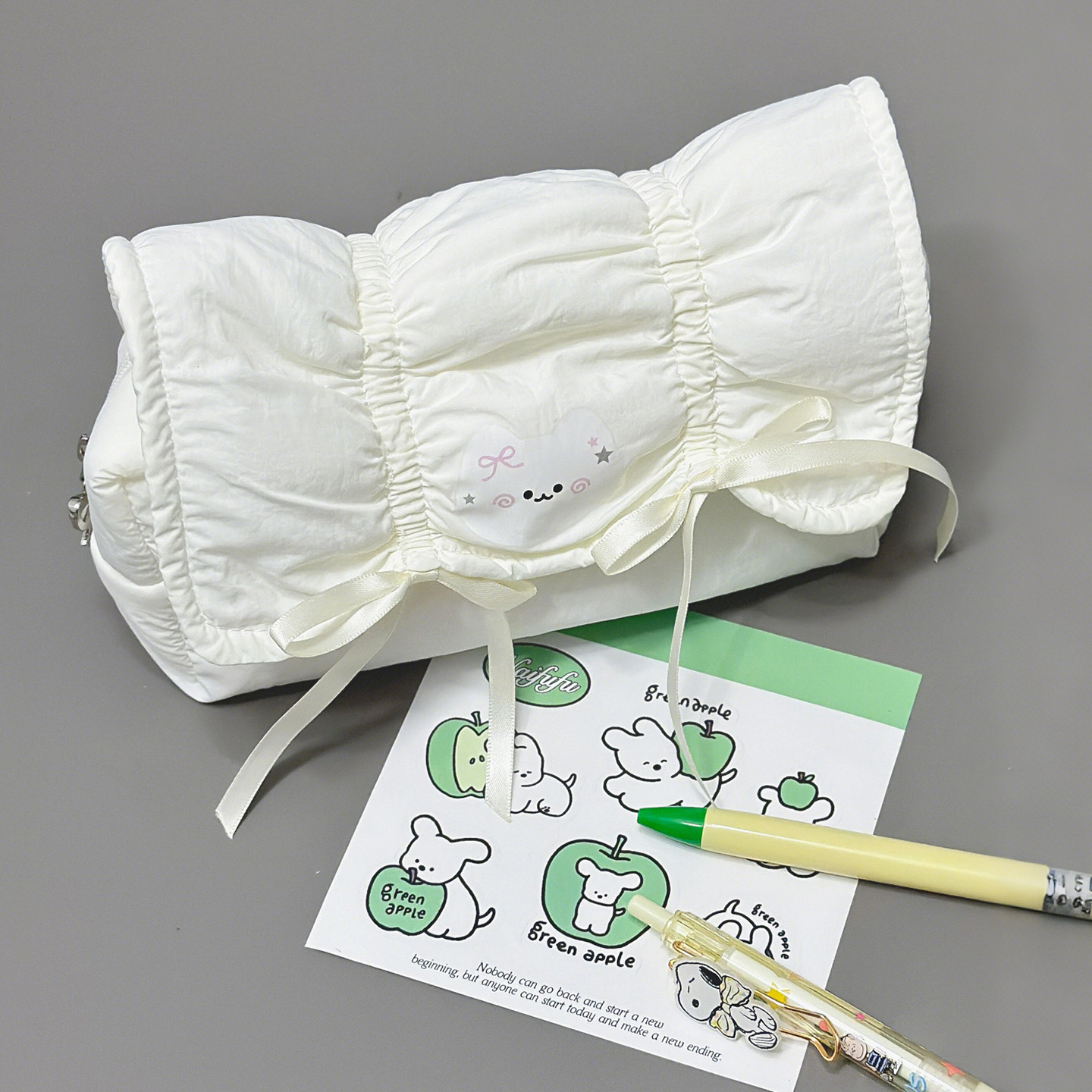 韩系抽拉蝴蝶结猫猫文具笔袋大容量高颜值可爱芭蕾风学生文具盒