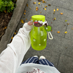 青苹果水杯女生高颜值大容量学生夏日上学专用便携随手咖啡果汁杯