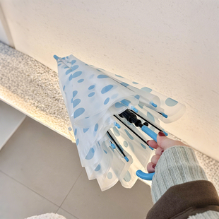 【雨天氛围感】波点长柄雨伞学生上学专用加大加厚加固双人透明伞