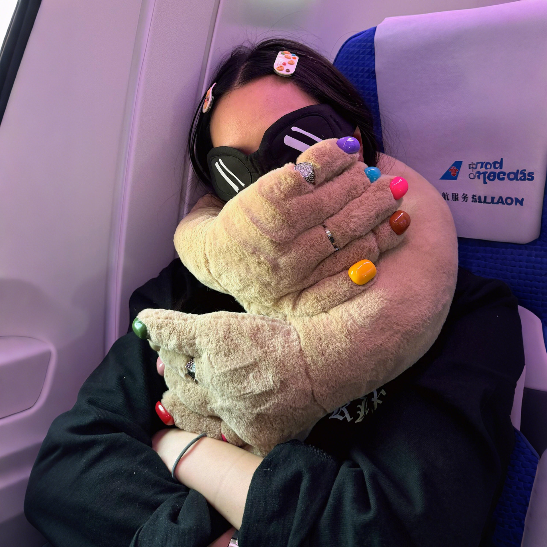 搞怪手指u型枕旅行便携汽车飞机护颈枕记忆棉长途脖枕睡觉神器