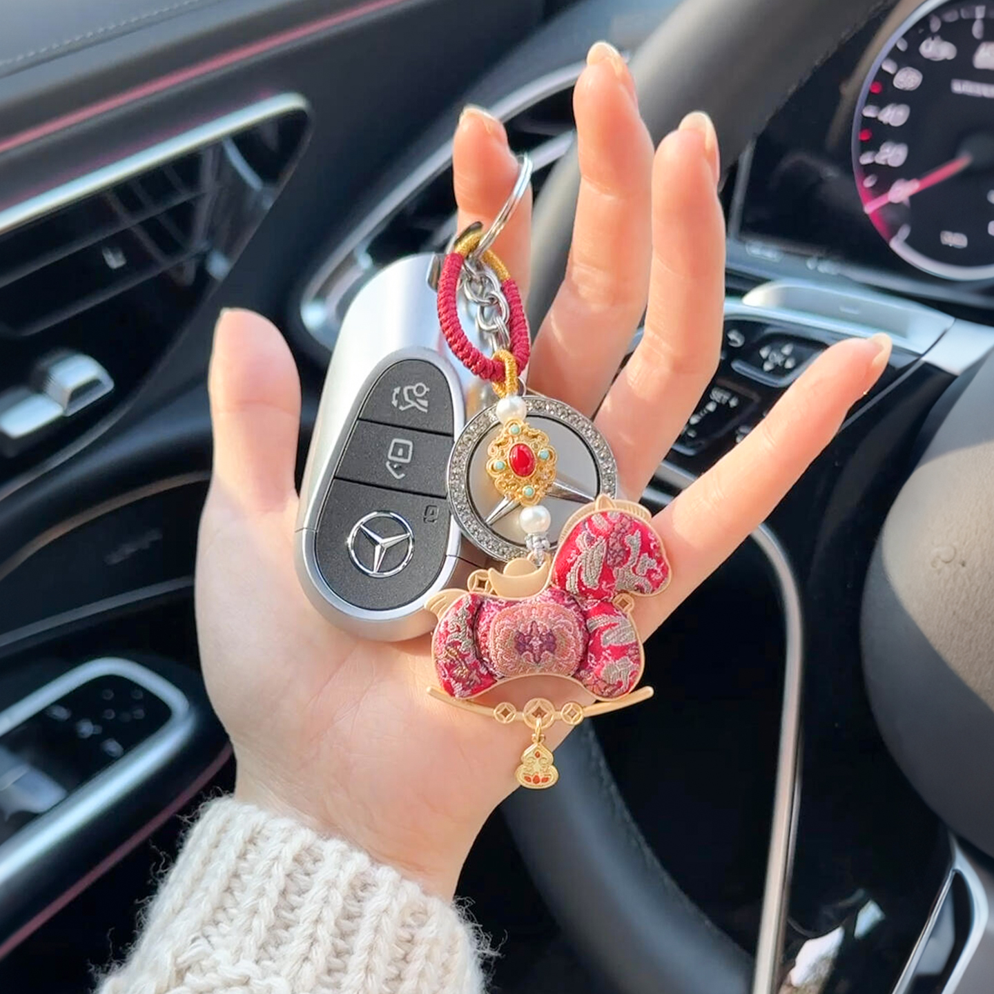 马上有钱！宋锦手工小马钥匙扣挂件非遗书包挂饰本命年情侣车挂