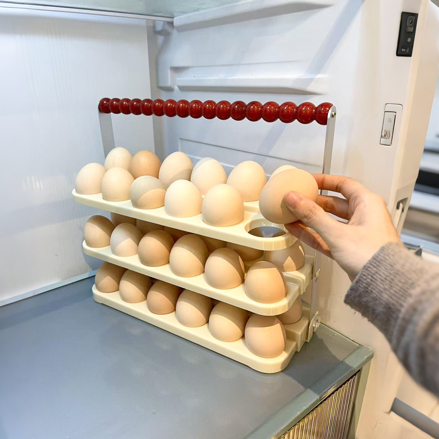 可手提折叠鸡蛋盒冰箱侧门置物架厨房专用蛋托多层防摔鸡蛋收纳架,收纳整理,食物收纳盒,淘宝优惠券,粉丝福利购,淘宝优惠卷