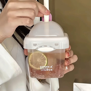 可爱墩墩奶昔杯吸管杯便携迷你减脂燕麦沙拉杯牛奶保鲜盒高颜值