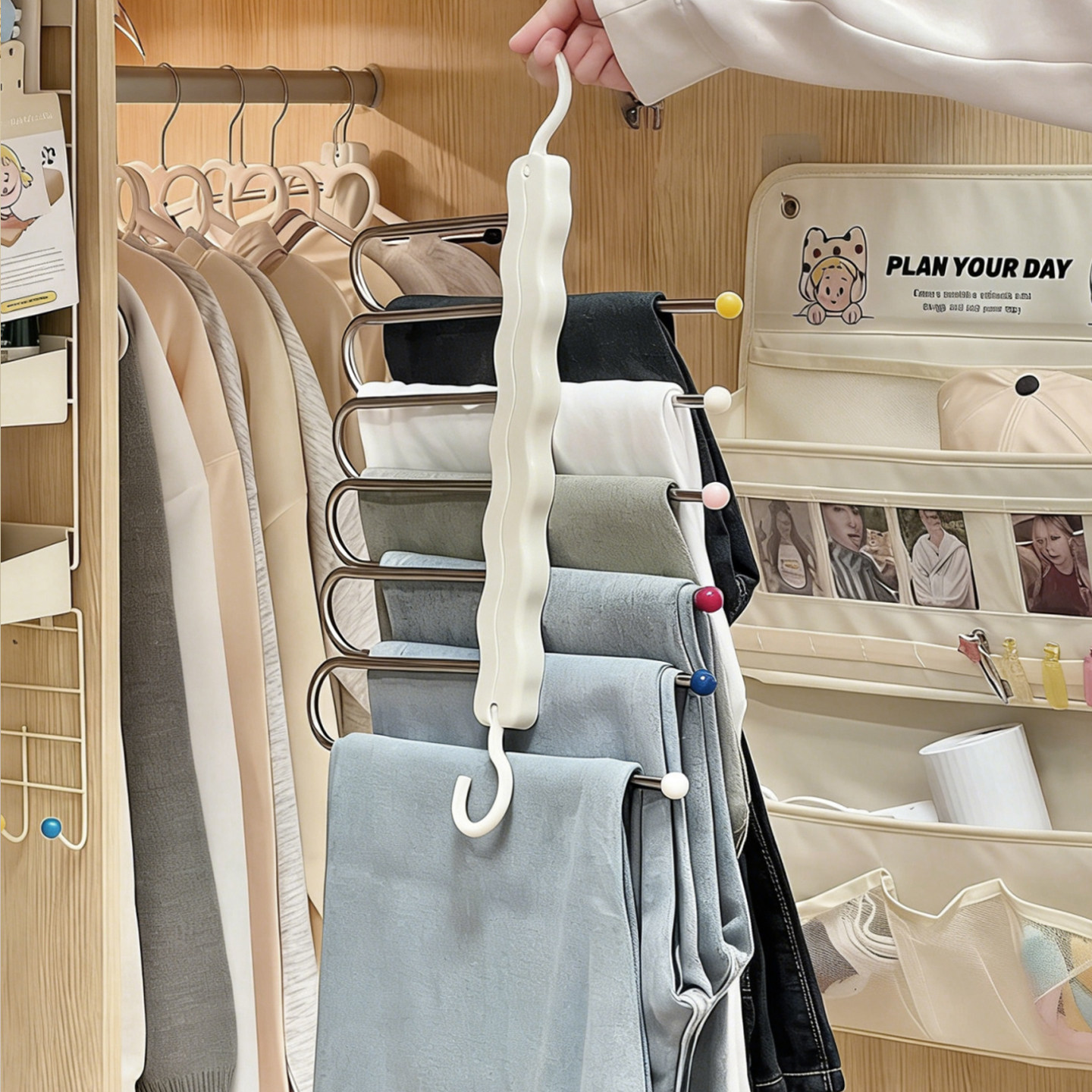波浪形防滑裤架多层无痕可折叠衣柜宿舍家用多功能免打孔收纳衣架,收纳整理,裤/裙架,淘宝优惠券,粉丝福利购,淘宝优惠卷