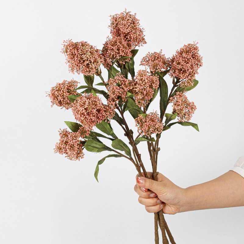 仿真3头茵芋年宵花高品质假花玉