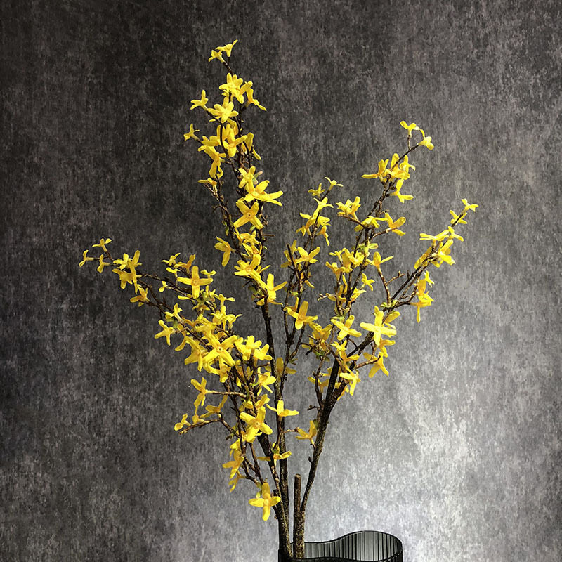 仿真花高级感逼真大枝黄色迎春花