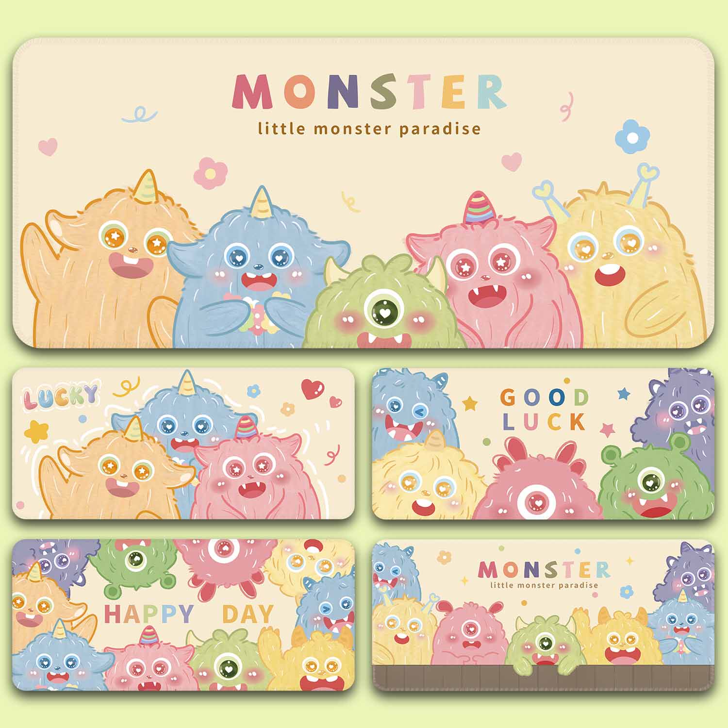 可爱鼠标垫超大可爱小怪兽办公桌工位垫女生高颜值电脑键盘垫子