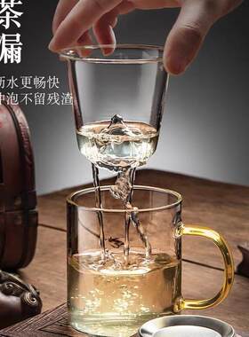 用80*120茶杯茶水分离过滤泡茶玻璃日式高档男办女人个专茶道杯公