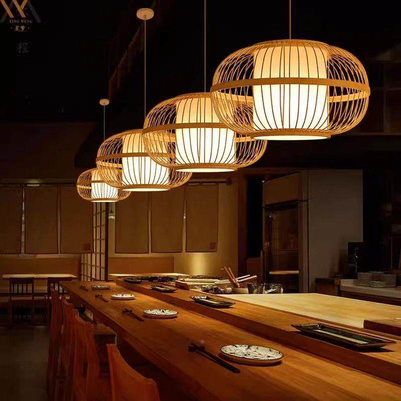 民宿中餐饮茶式馆吊灯茶楼超461市藤编编饭店农店铺竹灯具庄竹艺