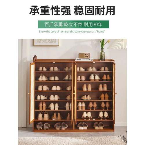 鞋架易家用门口层防尘鞋柜室内玄关大容量收UEU子纳实木简鞋多柜