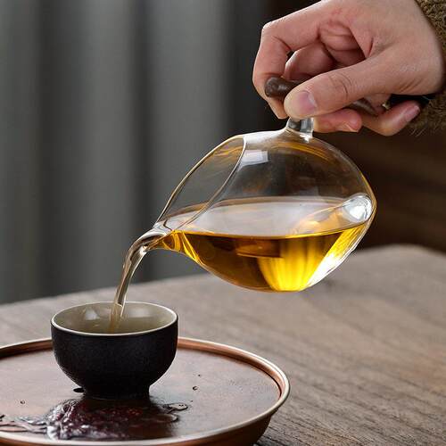 品套德坊公道杯木把茶耐热MLW玻璃泡茶器温茶器一公杯茶水离分泡