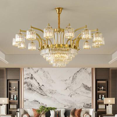 新中御华琪式大客厅餐复厅水晶吊灯式别墅式楼挑高欧大厅灯旋气转