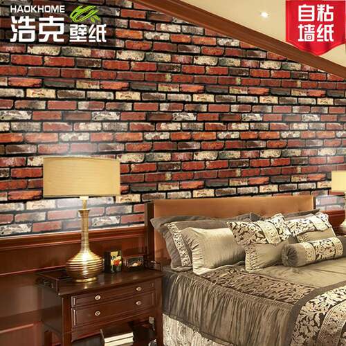 跨境10米自红砖墙纸粘砖纹533装饰壁厅纸背胶学生宿舍餐酒吧新翻