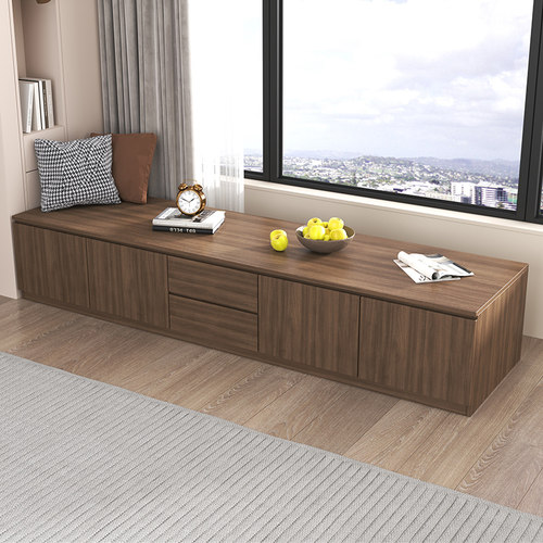 可坐抽屉储物柜定制矮柜实木多层