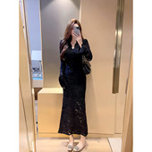 高端网红爆款 性感V领显瘦小鱼尾裙 新款 时尚 蕾丝连衣裙女2026秋季