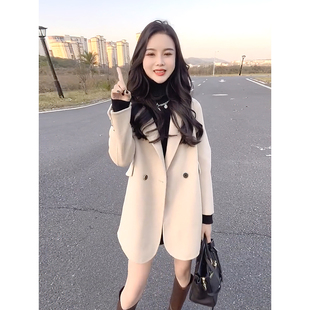 外套女厚款 纯色毛妮西装 设计感小众休闲百搭西服潮 新款 2025秋冬季