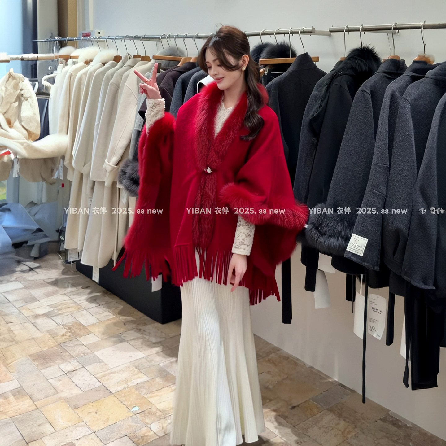 富家千金双面羊毛斗篷大衣女高级拼接狐狸毛毛流苏边绝美冬装外套,女装/女士精品,毛呢外套,淘宝优惠券,粉丝福利购,淘宝优惠卷