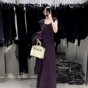 二件套气质简约高级感针织开衫长款吊带裙套装女秋冬加厚遮肉显瘦
