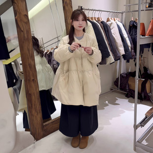 设计款层次感娃娃羽绒棉服女2025年冬季韩版宽松中长款保暖外套潮