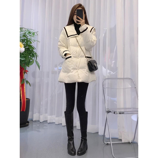 欧货海军领羽绒棉服女2026新款冬季网红洋气减龄中长款外套