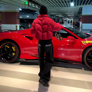 立领短款红色羽绒服女2025冬季新款高级感90绒加厚保暖面包服外套