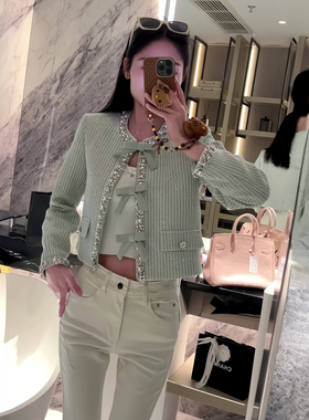 2025春秋韩系小香风高级感重工水钻洋气独特别致短款外套女100719