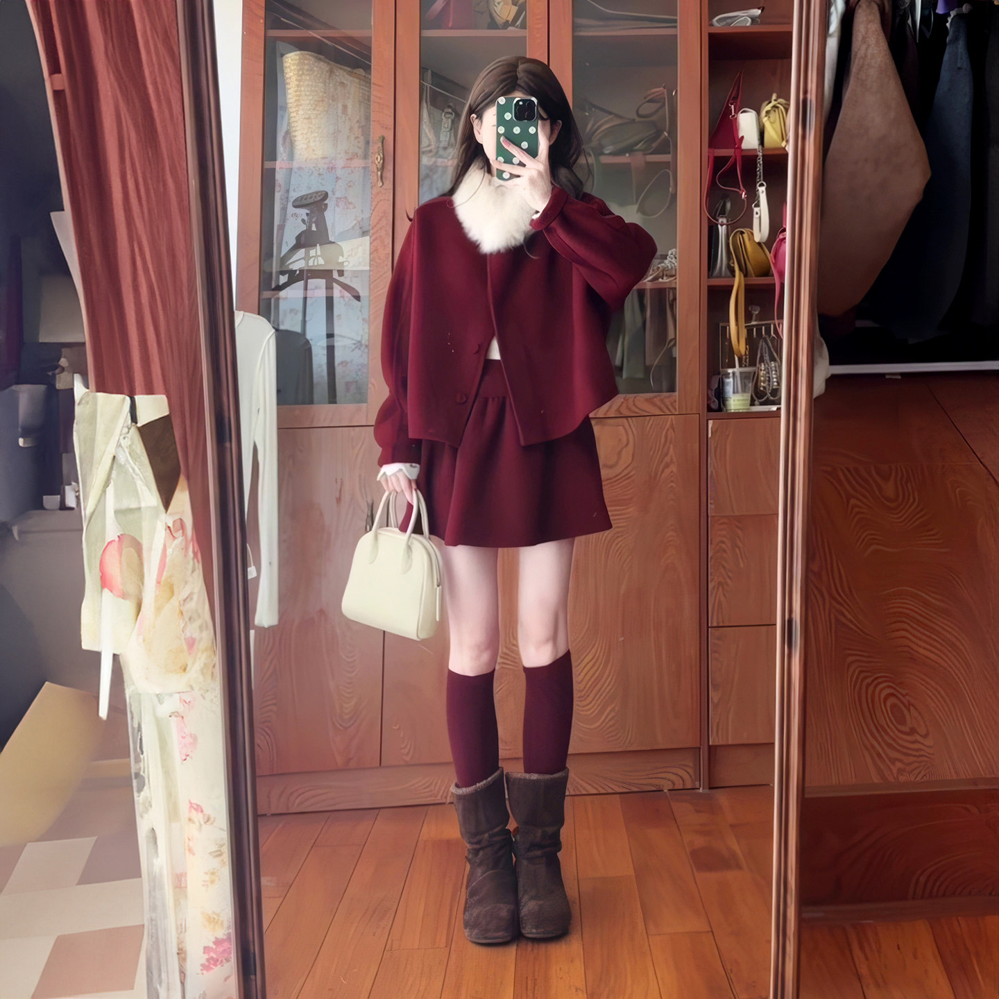 小个子双面羊绒大衣套裙女秋冬韩版气质紫色羊毛大衣+短裙两件套,女装/女士精品,时尚套装,淘宝优惠券,粉丝福利购,淘宝优惠卷