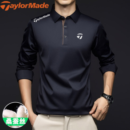 国际名牌TaylorMade泰勒梅高尔夫长袖POLO衫男桑蚕丝运动户外T恤