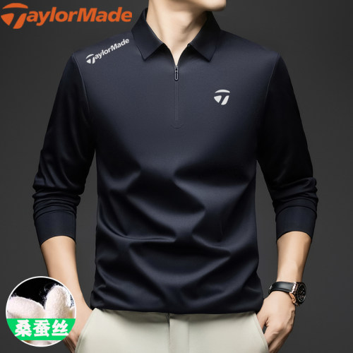 国际名牌进口TaylorMade泰勒梅高尔夫长袖POLO衫男桑蚕丝运动速干