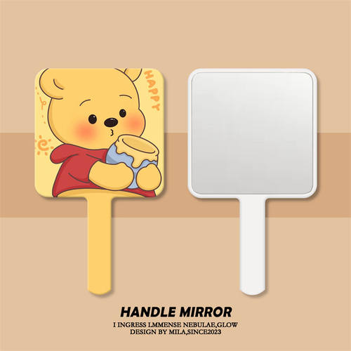 小熊维尼手柄镜子便携补妆化妆镜放包里手持镜随身镜宿舍女in定制