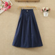 a字裙子春 松紧腰显瘦拉链纽扣大摆中长款 有口袋半身裙女夏季 新款