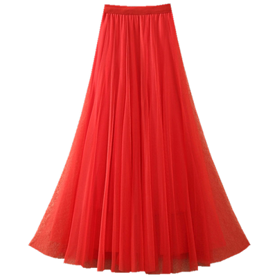 网纱舞蹈裙a字大摆仙女半身裙子