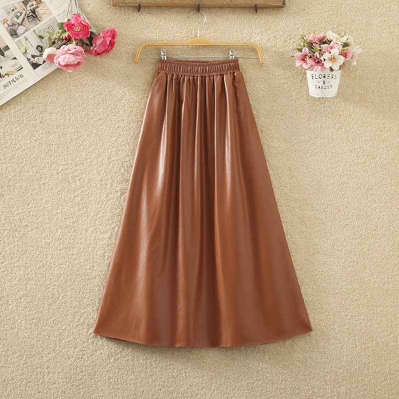 pu皮半身裙女春秋新款高腰显瘦百搭中长款时尚皮裙子口袋A字皮裙